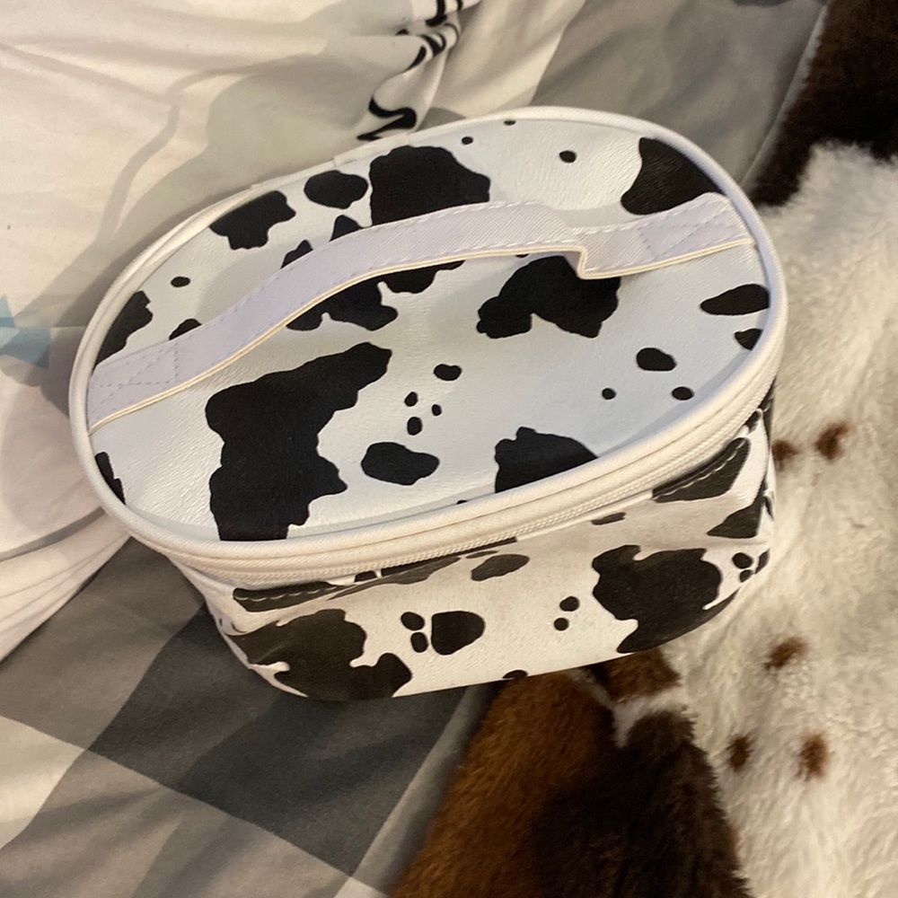 NEVER USED Cow print Make up bag